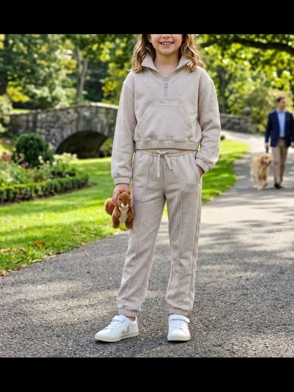 Yogalicious Girl's Beige Cream Zip Pullover & Jogger Set Size 8